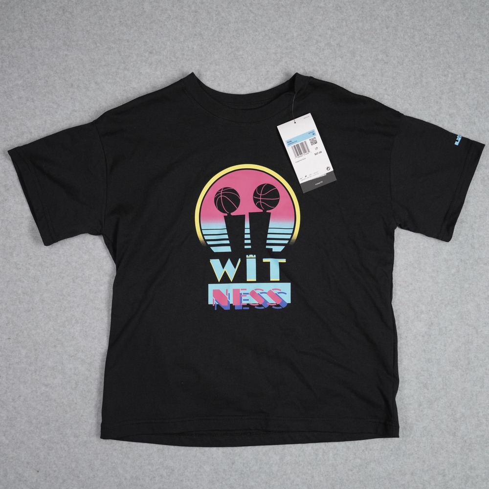 Nike T-Shirt Kids M Black LeBron James Witness Miami Twice Graphic IM6656-010